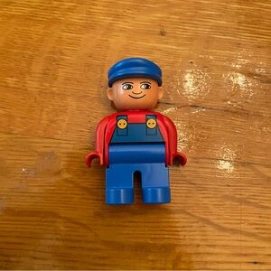 Lego Duplo Man Blue Hat Blue Overalls Minifigure